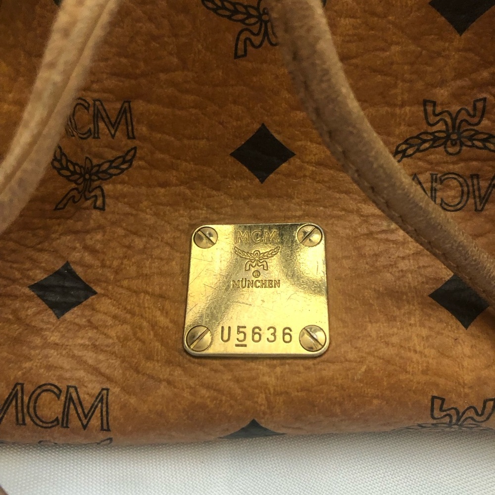 MCM Tan Leather Drawstring Bag with some Leather Wear - Picture 2 of 14